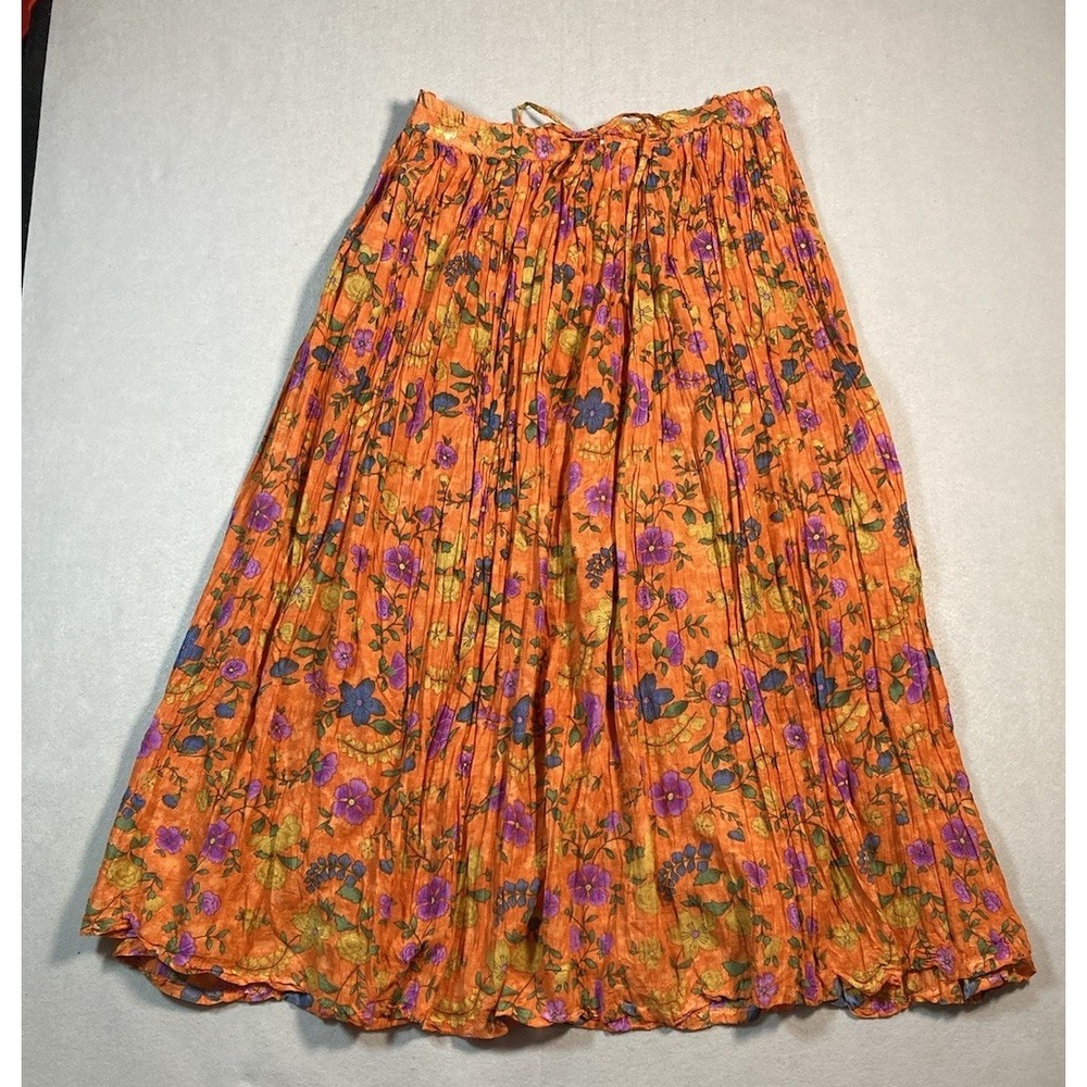 Marla Kim Orange Floral Maxi Skirt Tie Waist Y2K Broomstick M -Witchy Whimsygoth